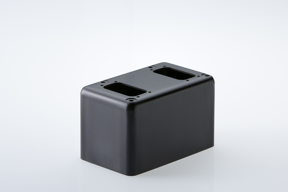 Norpin Black Anodized Machined Controller Housing with Machined Counter Bores on Corner